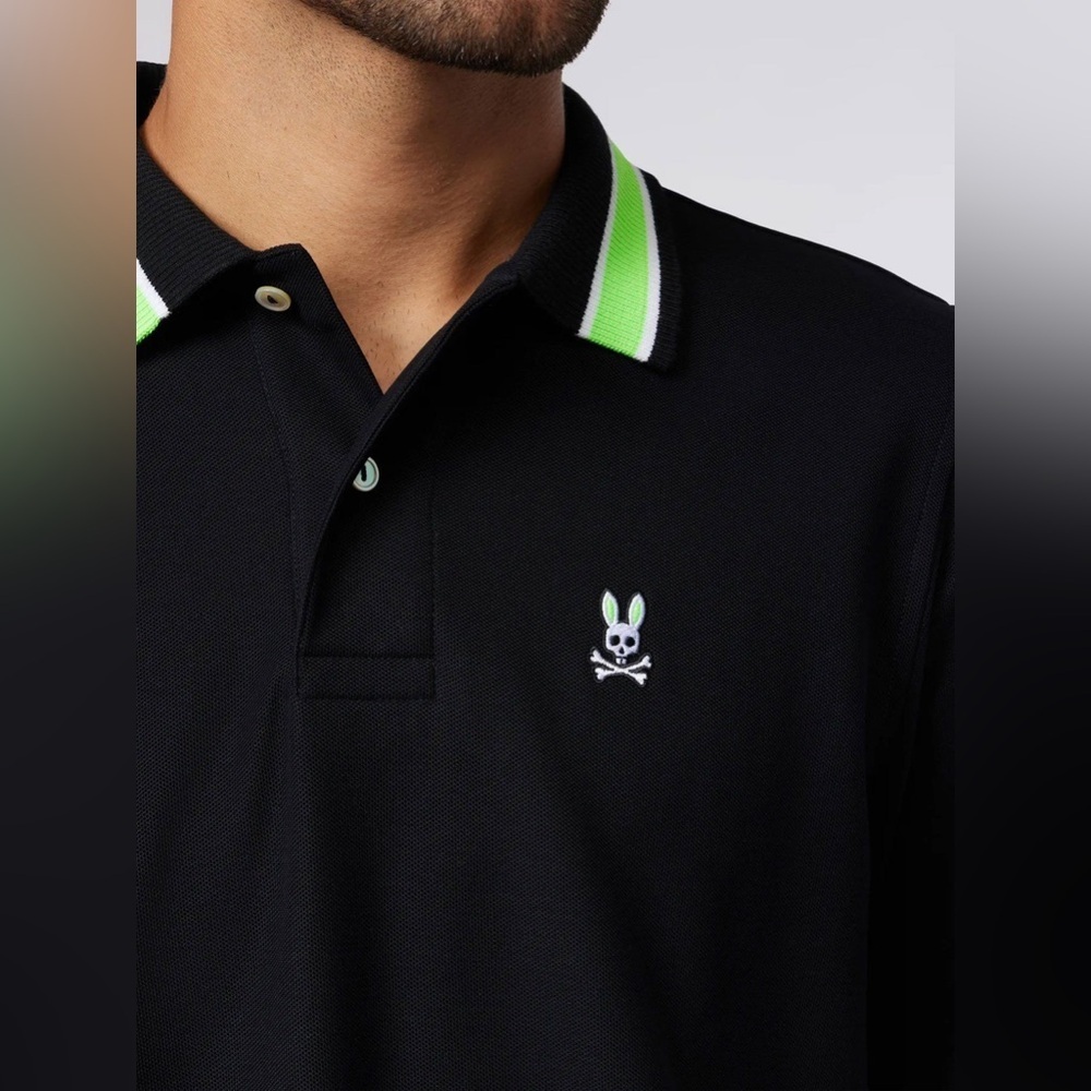 Psycho Bunny Lorenzo blue green long sleeve Polo shirt 4 - Picture 3 of 8